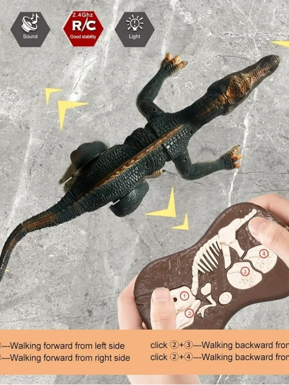 Remote Control Spinosaurus Dinosaur Toy - Black and Brown NEW